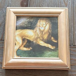 Gold Lion Framed Wall Art - Classic Home Décor